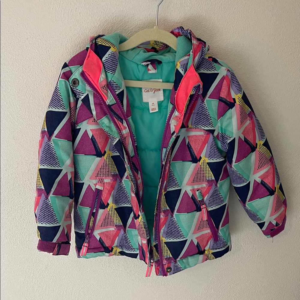 Cat & Jack Colorful Geometric Kids Puffer Jacket